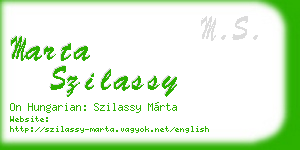 marta szilassy business card